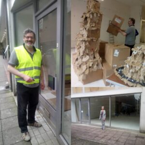 Chris Jackson moving in his growing forest garden community sculpture